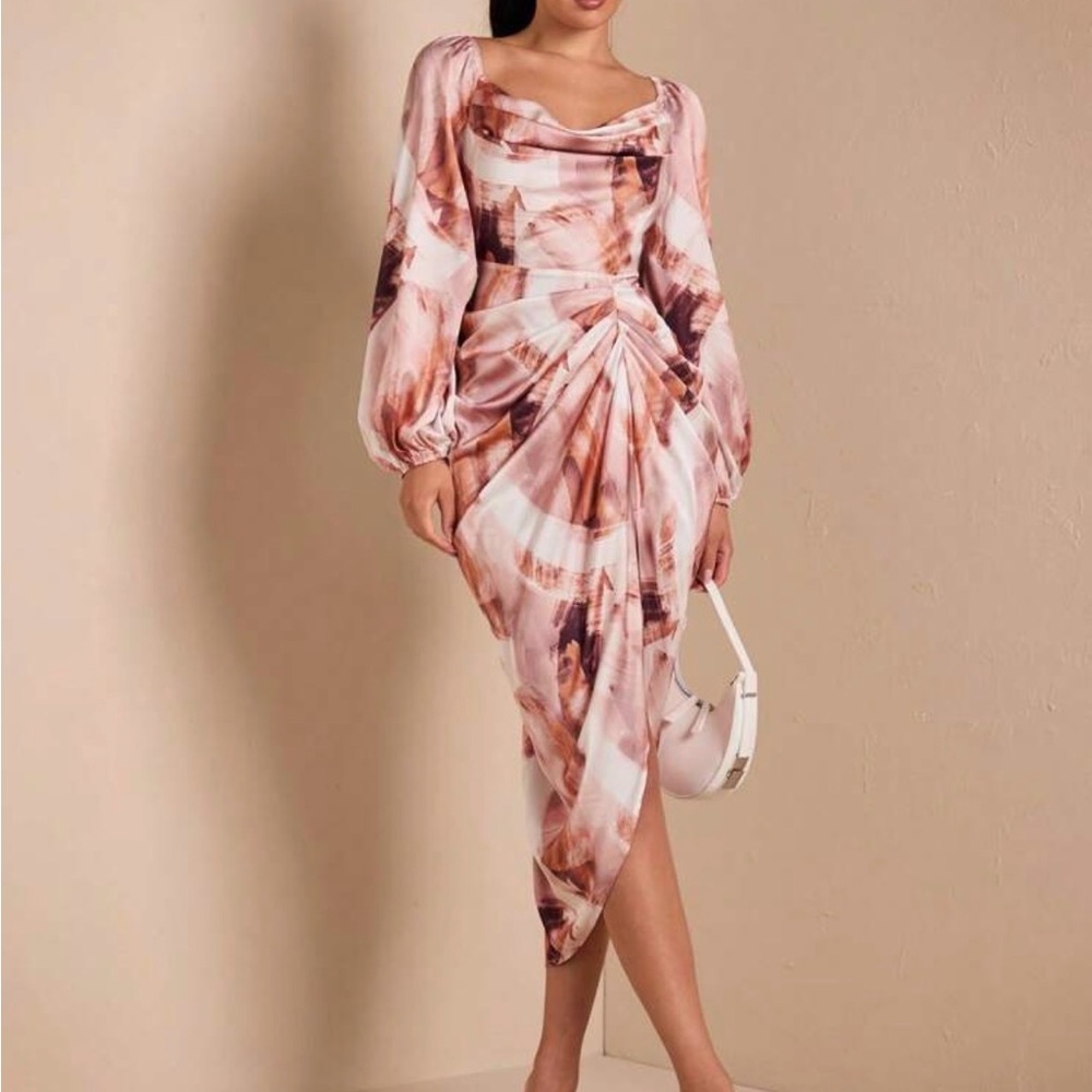 Elegant Pink Patterned Corset Dress